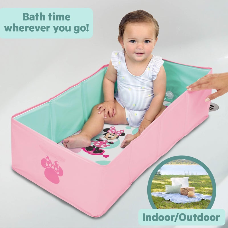 Bright Starts Disney Baby Minnie Mouse Tuckaway Toddler Folding Tub, Converts Shower to Bathtub, Folds to Store, Easy to Clean, Portable Baby Bathtub for Travel, 12M-5Y - Image 3