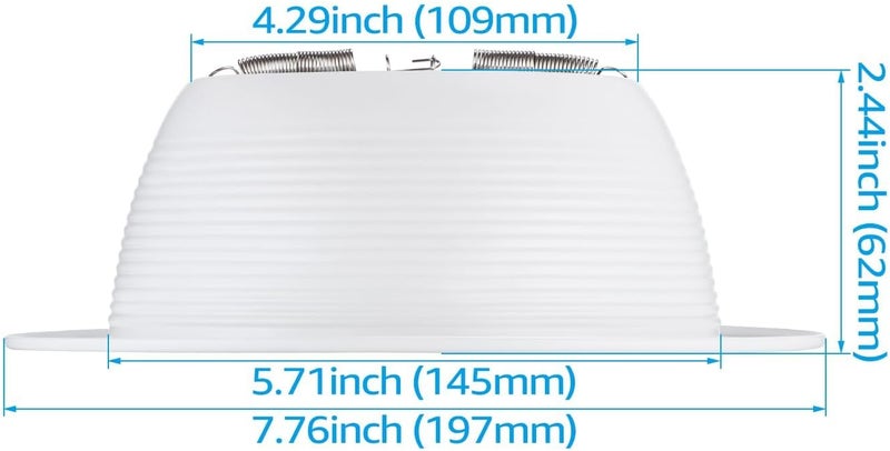 TORCHSTAR 6 Inch Classic White Recessed Can Light Trim, Step Baffle with Detachable Ring, Full Metal, Fit Halo/Juno Remodel Recessed Housing, Pack of 6 - Image 2