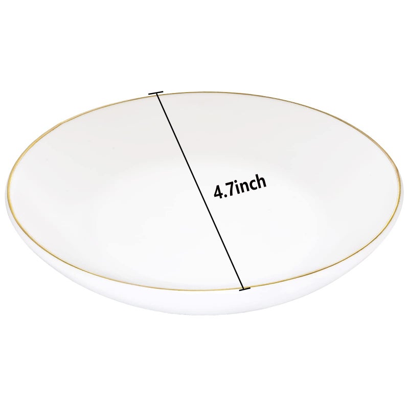 HANKOR 4.75" Ceramic Jewelry Tray, Small Ring Dish Holder Trinket Tray, Catch All Trays for Ring Earring Necklace Key, Christmas Gifts for Women Girls, White - Image 5