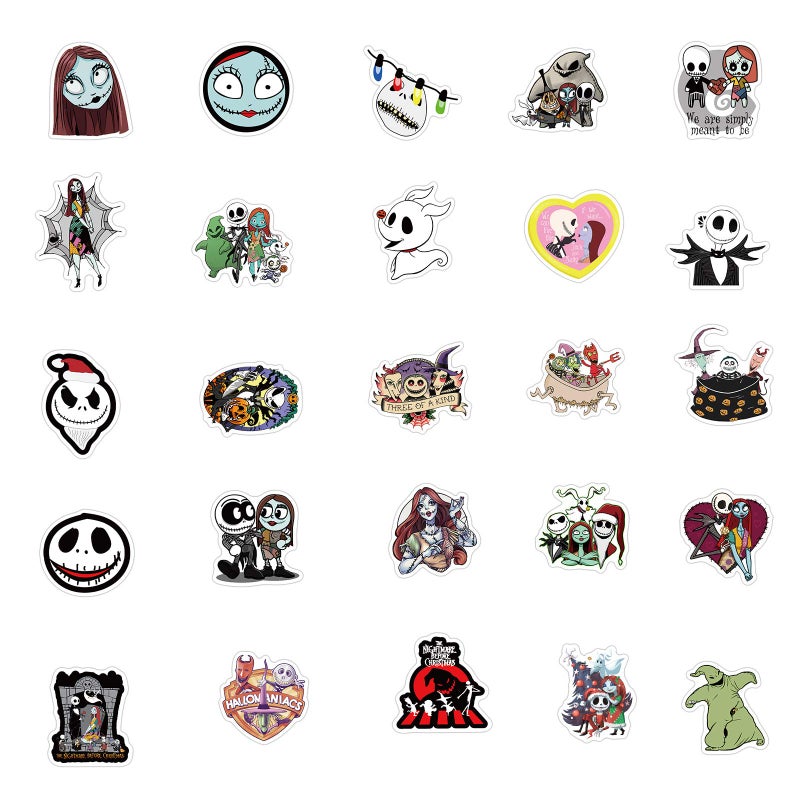 MINRAIN 100pcs The Nightmare Before Christmas Stickers for Water Bottle, Waterproof Vinyl Decal for Adult Teen Kids Laptop Skateboard Phone Travel Case Bike Guitar - Image 4
