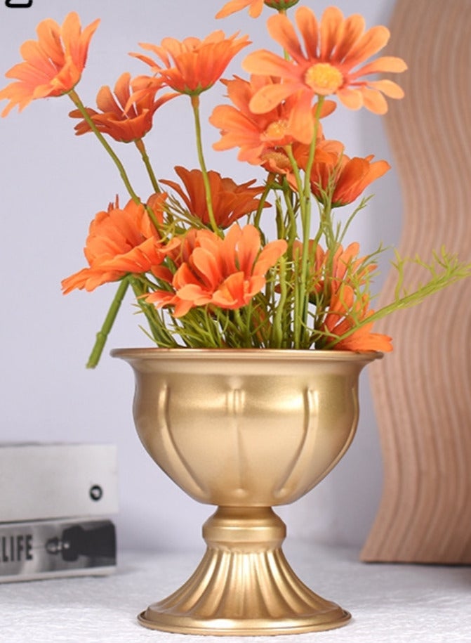 Gold Electroplated Vintage Tall Vase for Artificial Flowers and Home Decor - Image 1