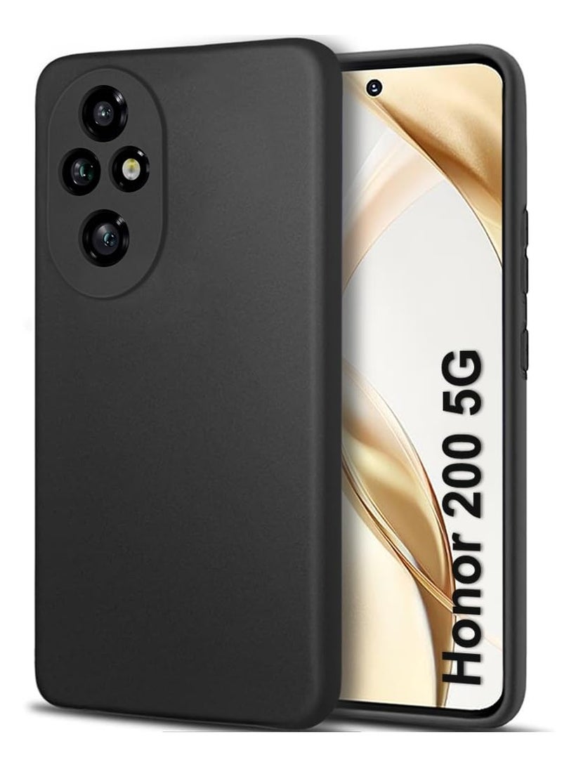 Case for Honor 200 5G Soft Flexible Slim Fit TPU Back Cover Matt Black Protective Rubber Case with Camera Protection Designed for Honor 200 - Image 1