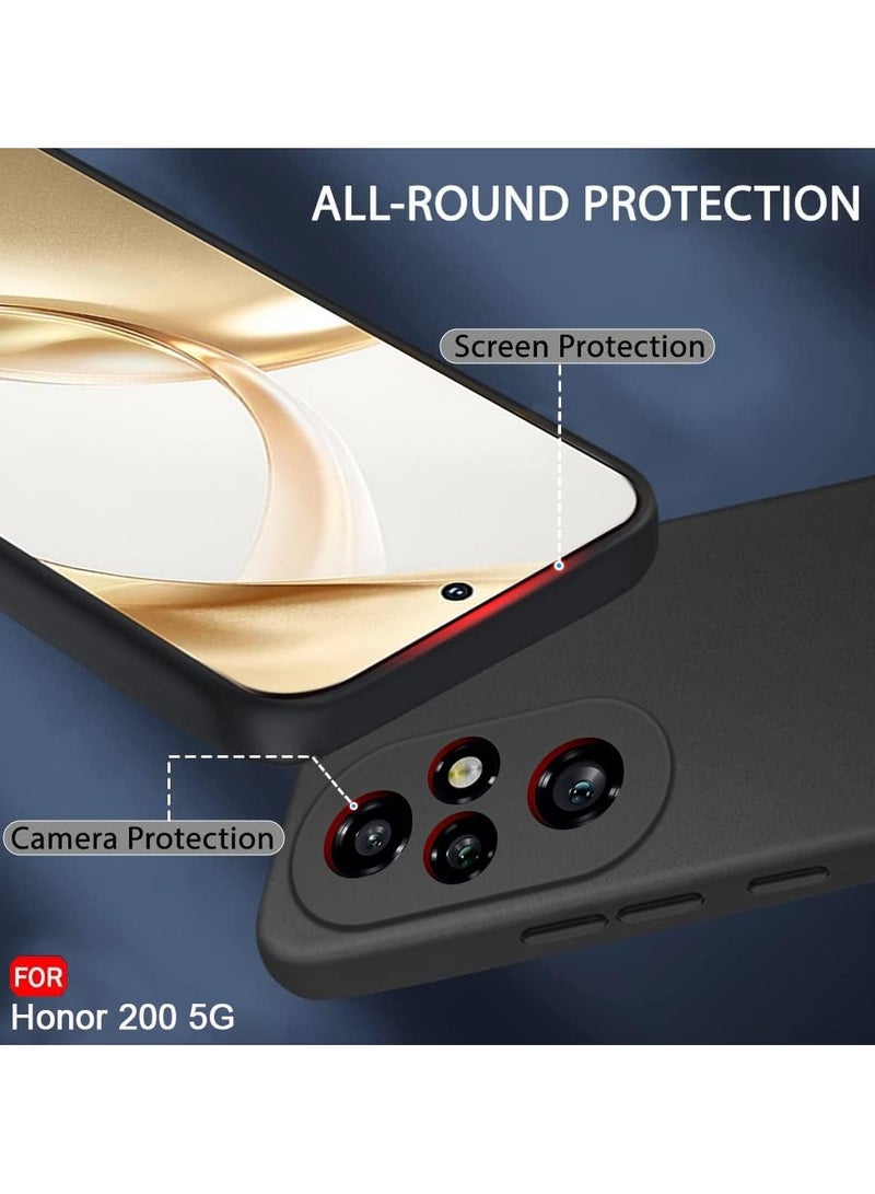 Case for Honor 200 5G Soft Flexible Slim Fit TPU Back Cover Matt Black Protective Rubber Case with Camera Protection Designed for Honor 200 - Image 3