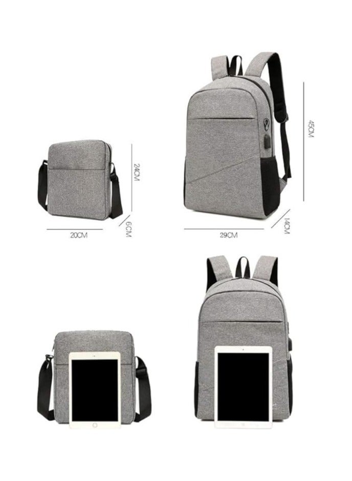 Backpack Student Fashion Backpack Three Piece Color Matching Outdoor Bag Computer with a way out USB Business Bag Shoulder Casual Matching Bag College Backpacks Leather  - Image 4