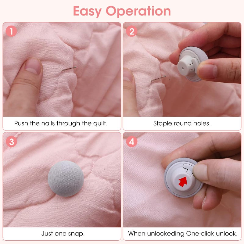 MQUPIN Duvet Clips Duvet Cover Pins,Duvet Pin Comforter Clips 16set, Soft Fabric Material Double Sided Pin Fasteners for Quilt, Cushions, Curtains- Grey - Image 4