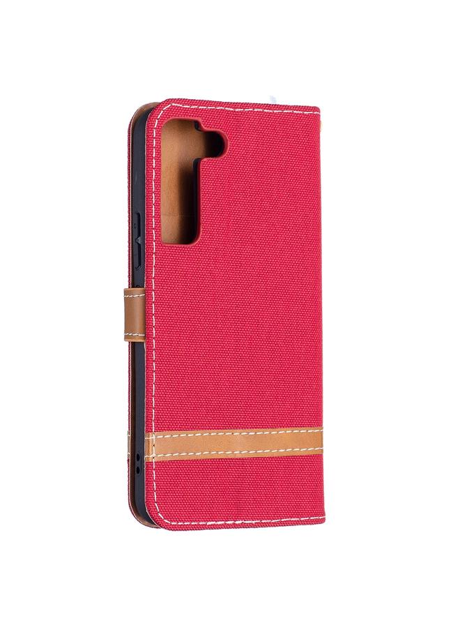 S-TOP Case For Samsung Galaxy S22 5G Color Matching Denim Texture Leather Case with Holder & Card Slots & Wallet & Lanyard - Image 3