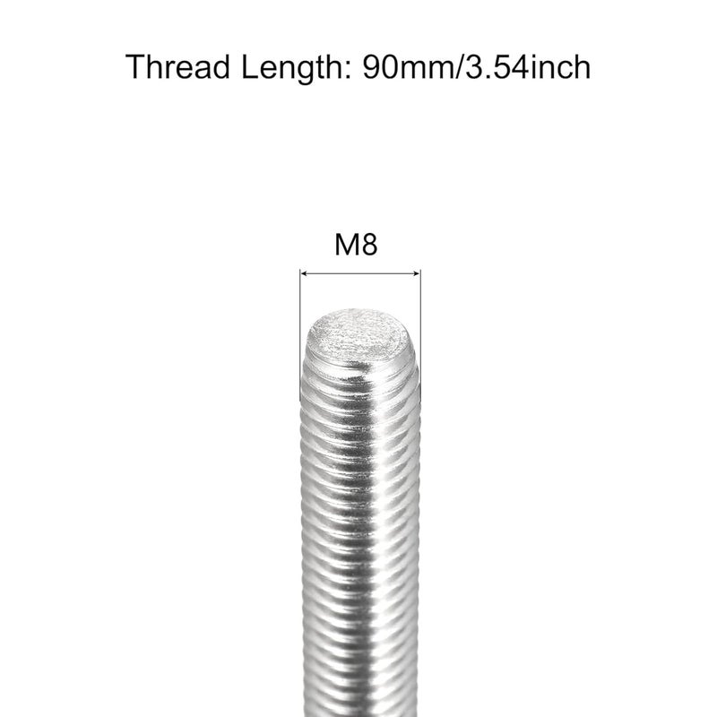 TOP-VIGOR 5Pcs M8-1.25 x 90mm Length Fully Threaded Rod, 304 Stainless Steel Right Hand Threaded Rods, Fully Studding Rod Bar for Anchor Bolts, Clamps, Hangers and U-Bolts - Image 2