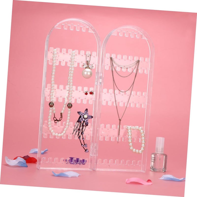 Transparent Plastic Jewelry Display Stand Necklace Hanger Organizer 28 40X10 50X4 00CM - Image 2
