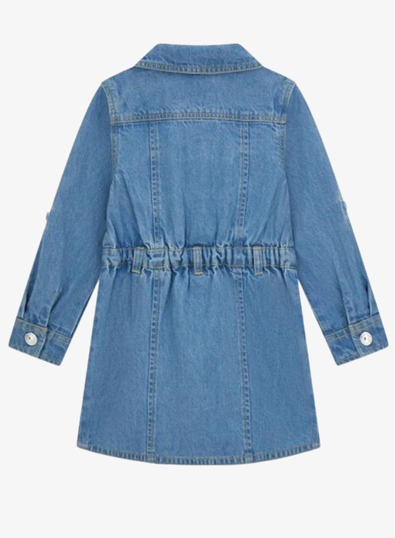 GUESS Infant Denim Long Sleeve Mini Dress - Image 3