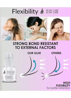 Stacy Lash Sensitive Eyelash Extension Glue Stacy Lash 0.17fl.oz/5ml / 5-6 Sec Drying time/Retention - 4-5 Weeks/Black Adhesive/Professional Supplies  - Image 5