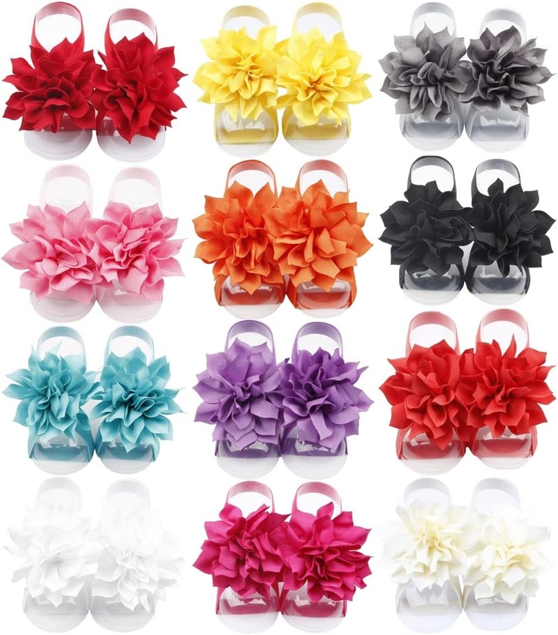 Toptim Baby Girl's Barefoot Sandals Flower for Newborn Toddlers (0-3T) - Image 1
