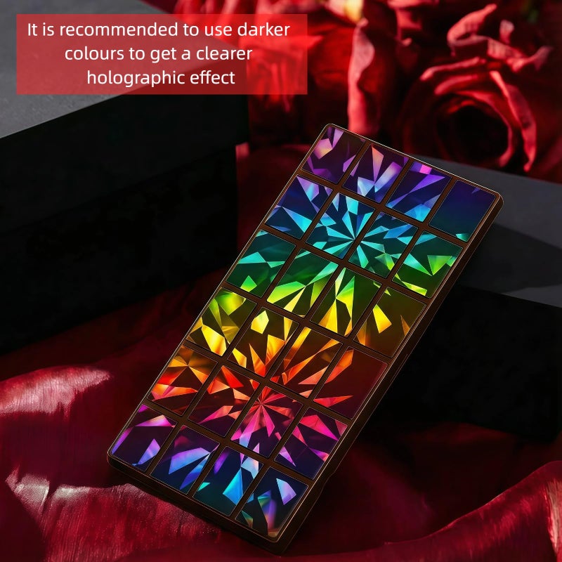 Ziliny Geometry 1 Pcs Holographic Chocolate Molds Resin Silicone Chocolate Bar Thick Deep Molds for Valentine's Day Christmas DIY Baking Wax Melts Birthday Party Supplies - Image 4