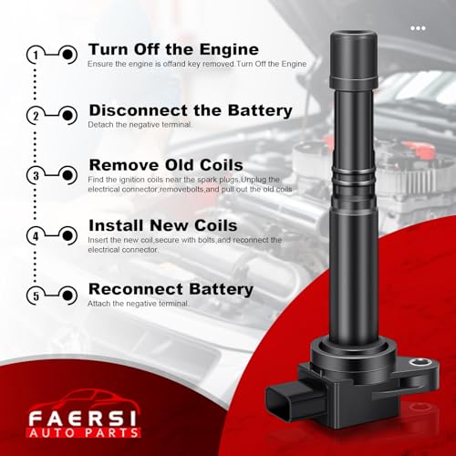 FAERSI Set of 4 Ignition Coils Pack Replacement for L4 2.0L 2.4L- 2003-2007 Honda Accord& 2002-2011 Civic& 2002-2009 CRV& 2003-2011 Element & 2002-2006 Acura RSX, Coil Pack Fit for UF311 UF583 C1382 - Image 5