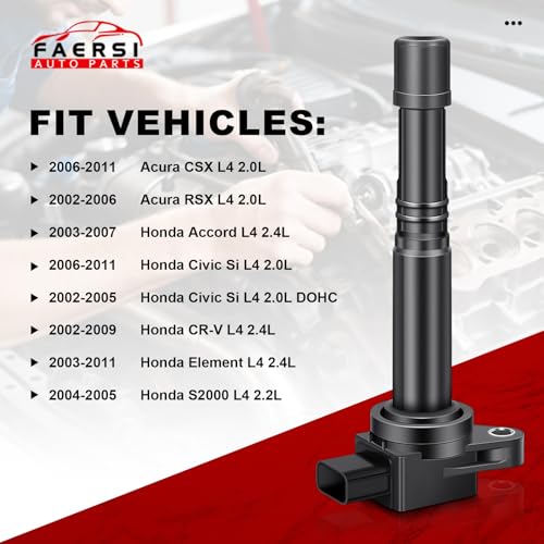 FAERSI Set of 4 Ignition Coils Pack Replacement for L4 2.0L 2.4L- 2003-2007 Honda Accord& 2002-2011 Civic& 2002-2009 CRV& 2003-2011 Element & 2002-2006 Acura RSX, Coil Pack Fit for UF311 UF583 C1382 - Image 4