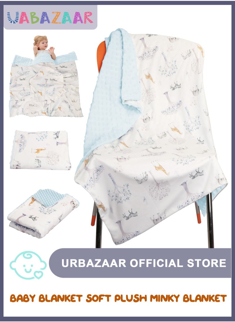 URbazaar Baby Blanket for Boys Girls Super Soft Double Layer with Dotted Backing, Lovely Woodland Animal Design Blanket for Toddler Newborn 30 x 40 Inch(Giraffe 75x100cm)  - Image 1