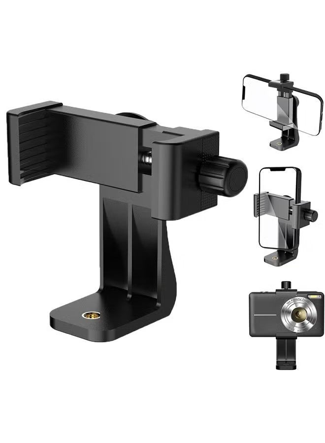 Smartphone Tripod Cell Phone Holder Mount Adapter, Fits iPhone, Samsung, and All Phones, Rotates Vertical and Horizontal, Adjustable Clamp - Image 1