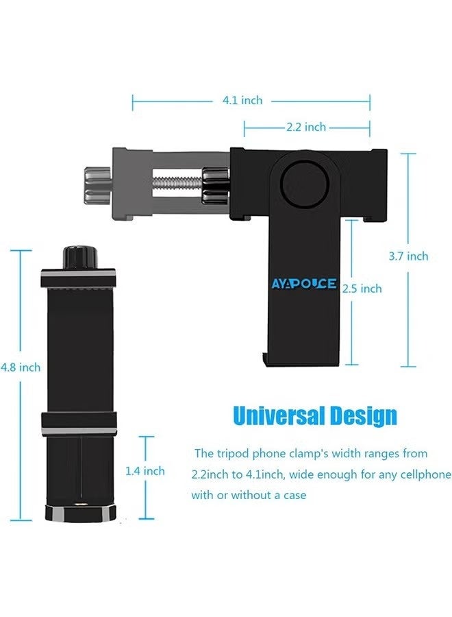 Smartphone Tripod Cell Phone Holder Mount Adapter, Fits iPhone, Samsung, and All Phones, Rotates Vertical and Horizontal, Adjustable Clamp - Image 4
