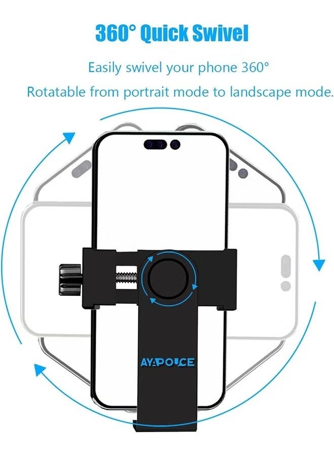 Smartphone Tripod Cell Phone Holder Mount Adapter, Fits iPhone, Samsung, and All Phones, Rotates Vertical and Horizontal, Adjustable Clamp - Image 2