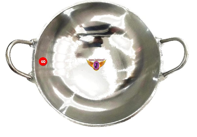 Jayam Traditional HindaliumIndolium Polised Kadai 8 inch 1 L Silver Color