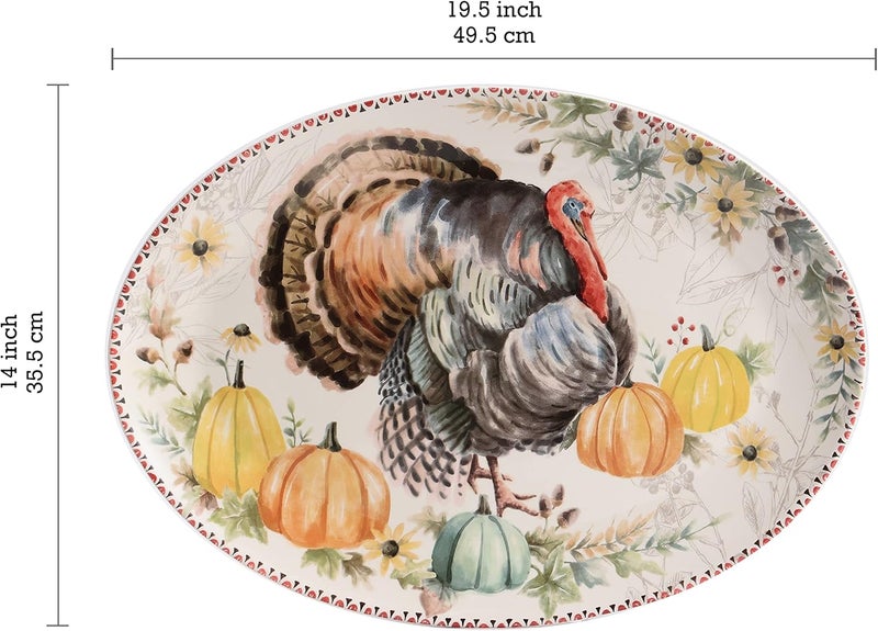 Bico Blessing Season Ceramic 19 inch Oval Platter Microwave Dishwasher Safe - Image 3