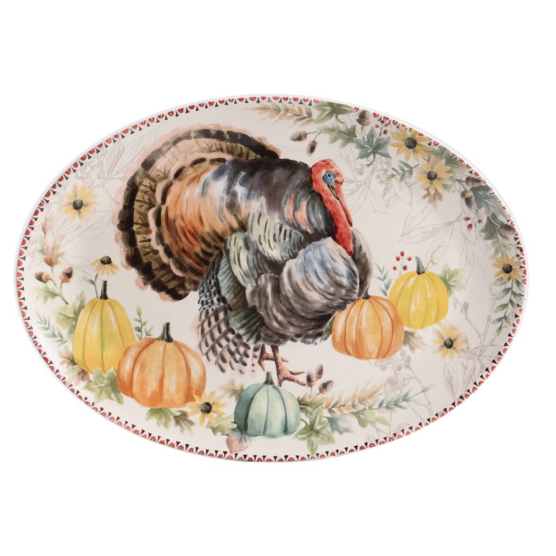 Bico Blessing Season Ceramic 19 inch Oval Platter Microwave Dishwasher Safe - Image 1