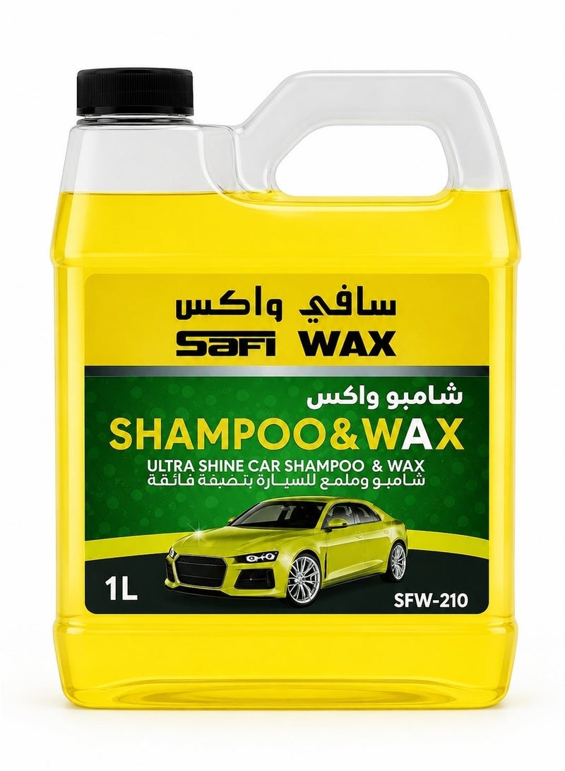Safi Wax Ultra Shine Car Shampoo & Wax – Deep Cleaning Car Wash with Wax Protection – 1L  (YELLOW) - Image 2