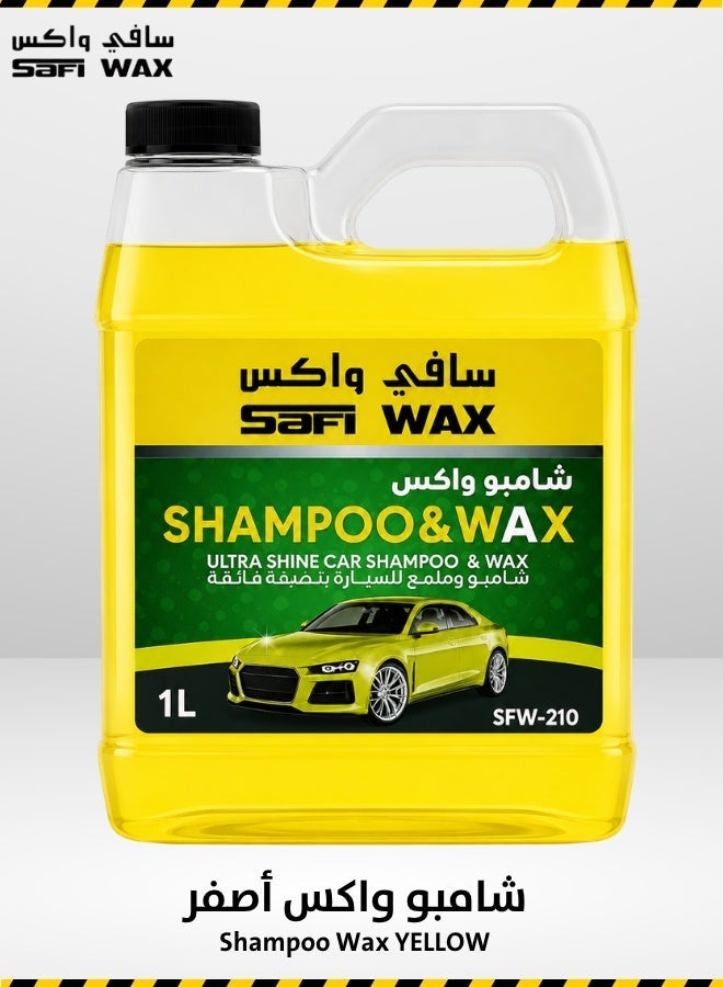 Safi Wax Ultra Shine Car Shampoo & Wax – Deep Cleaning Car Wash with Wax Protection – 1L  (YELLOW) - Image 1