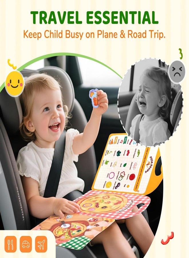 JoyCat Reusable Sticker Book - Jelly Stickers for Toddlers, Kids Sticker Activity Book, Travel Toys for Road Trip, Car & Airplane, Educational Learning Gifts for Boys and Girls Ages 3-5 (Pizza-Making) - Image 2