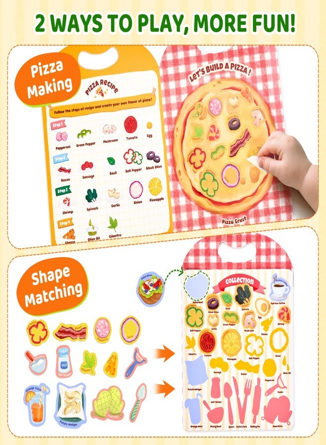 JoyCat Reusable Sticker Book - Jelly Stickers for Toddlers, Kids Sticker Activity Book, Travel Toys for Road Trip, Car & Airplane, Educational Learning Gifts for Boys and Girls Ages 3-5 (Pizza-Making) - Image 3