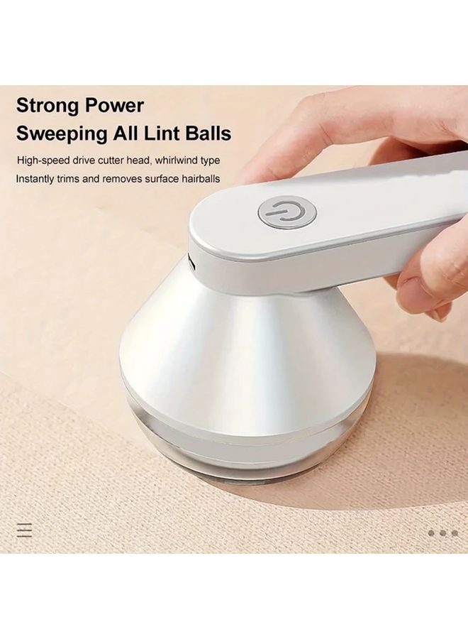White USB Rechargeable Electric Lint Remover for Clothes Bedding Furniture Carpets - Image 4