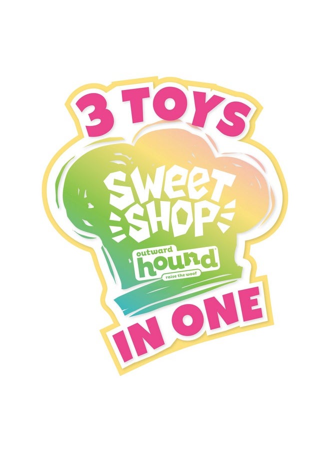 اوتورد هاوند لعبة Outward Hound Surprise Destroy Them All Sweet Shop للكلاب - لعبة 3 في 1 للكلاب، اجمع كل حلويات Squeakin اللذيذة!  - Image 1