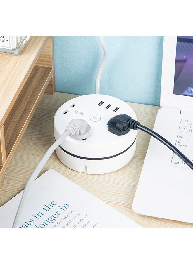 سلك تمديد طاقة بطول 2.8 متر، مقبس بريطاني مستدير، حامي زيادة الفولتية، 3 مقابس ومنافذ USB للهاتف المحمول / الكمبيوتر / الأجهزة المنزلية