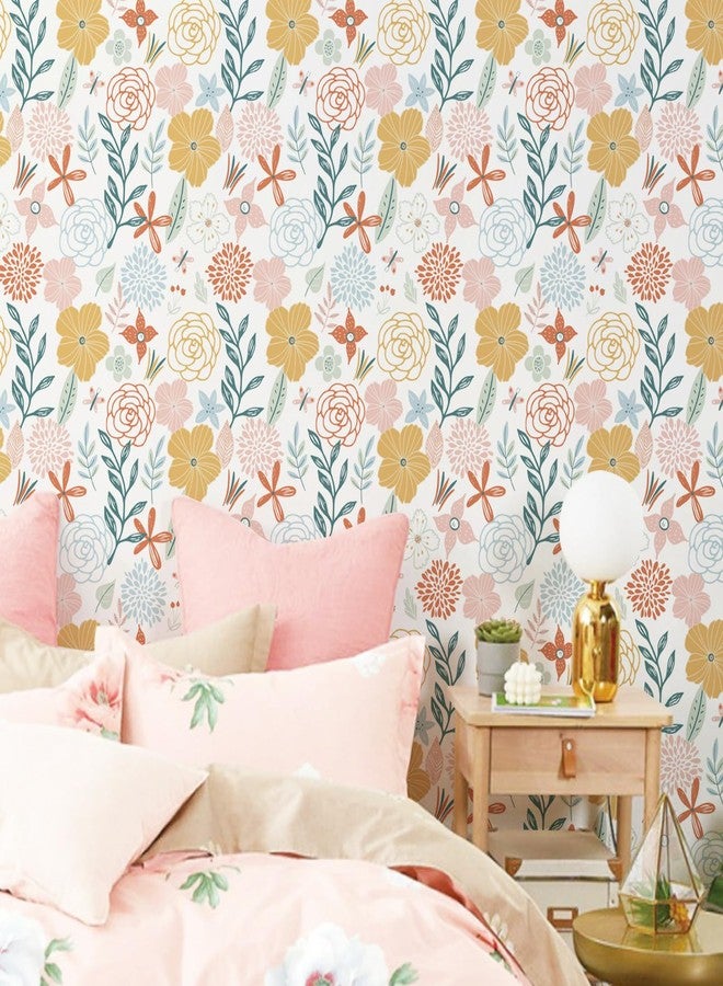 WENMER Floral Peel and Stick Wallpaper 17.71”×118”Boho Floral Wallpaper Pink Floral Contact Paper Self Adhesive Removable Wallpaper for Bathroom Cabinet Decorative - Image 2