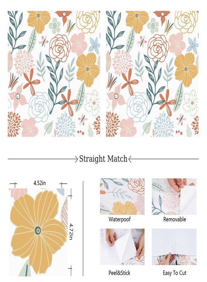 WENMER Floral Peel and Stick Wallpaper 17.71”×118”Boho Floral Wallpaper Pink Floral Contact Paper Self Adhesive Removable Wallpaper for Bathroom Cabinet Decorative - Image 5