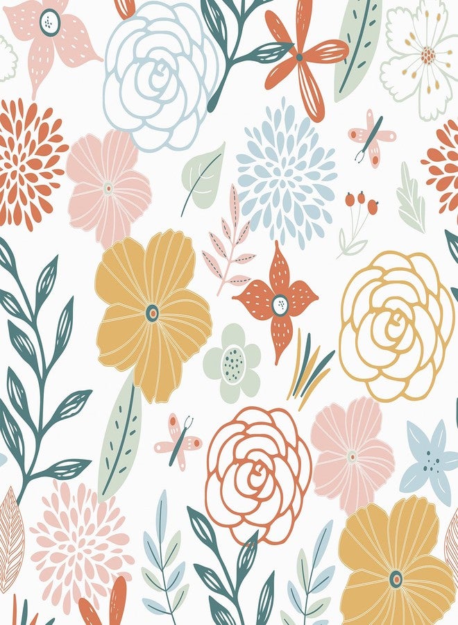 WENMER Floral Peel and Stick Wallpaper 17.71”×118”Boho Floral Wallpaper Pink Floral Contact Paper Self Adhesive Removable Wallpaper for Bathroom Cabinet Decorative - Image 1