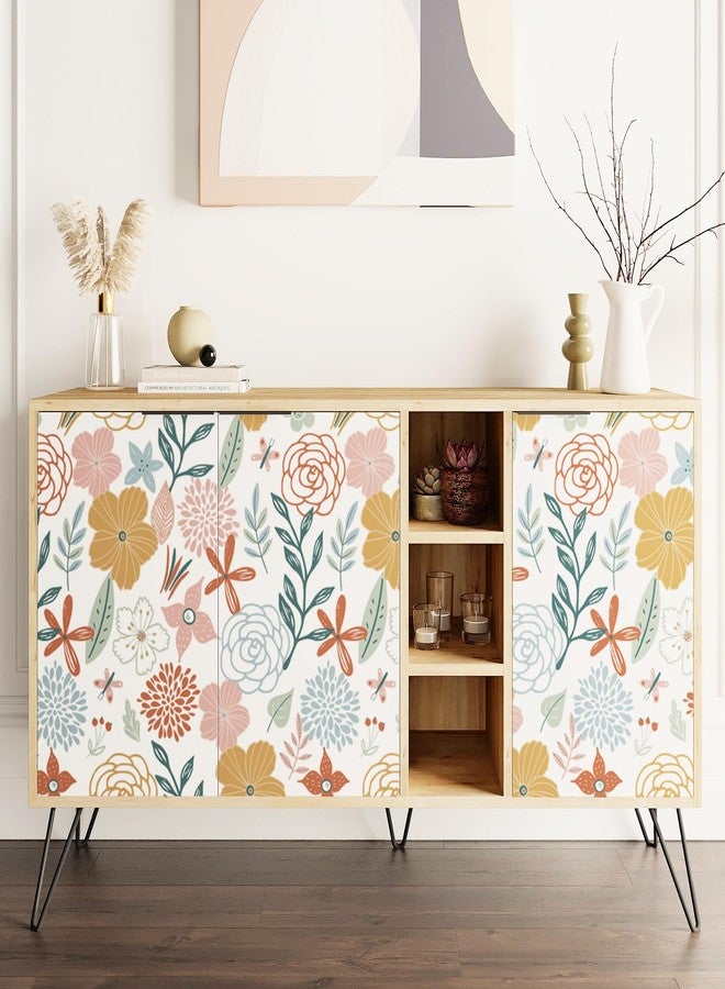 WENMER Floral Peel and Stick Wallpaper 17.71”×118”Boho Floral Wallpaper Pink Floral Contact Paper Self Adhesive Removable Wallpaper for Bathroom Cabinet Decorative - Image 4