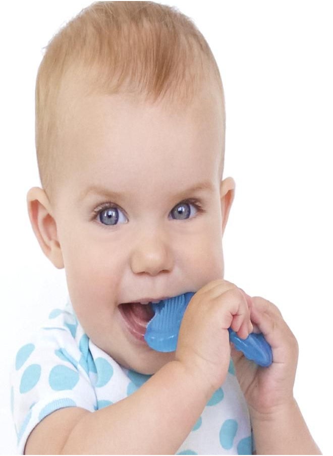 Nuby Nuby Silicone Teethe-EEZ Teether with Bristles, Includes Hygienic Case, Blue  - Image 2