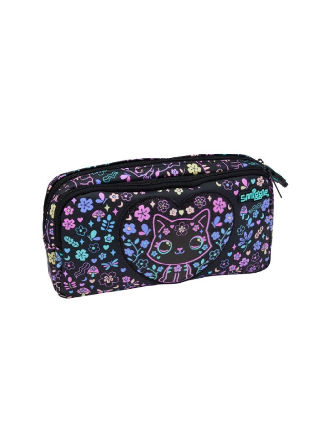 Smiggle Dreamy Floral Cat Large Capacity Double Zipper Pencil Case - Image 3