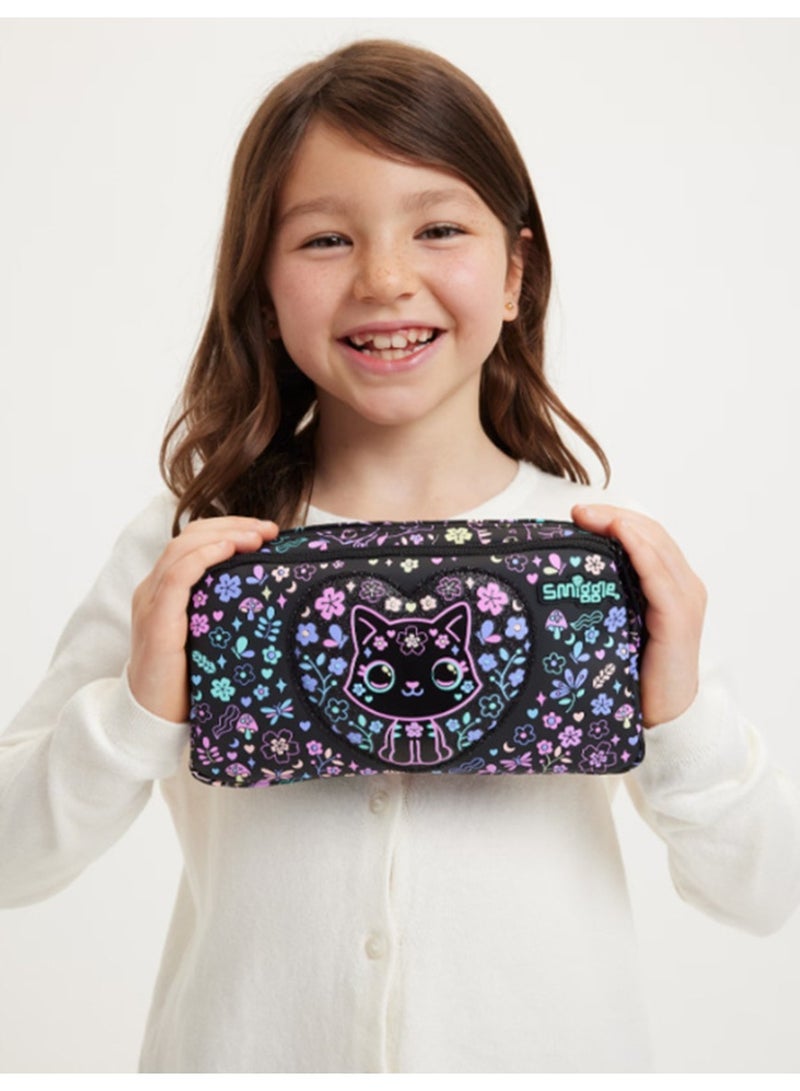 Smiggle Dreamy Floral Cat Large Capacity Double Zipper Pencil Case - Image 4