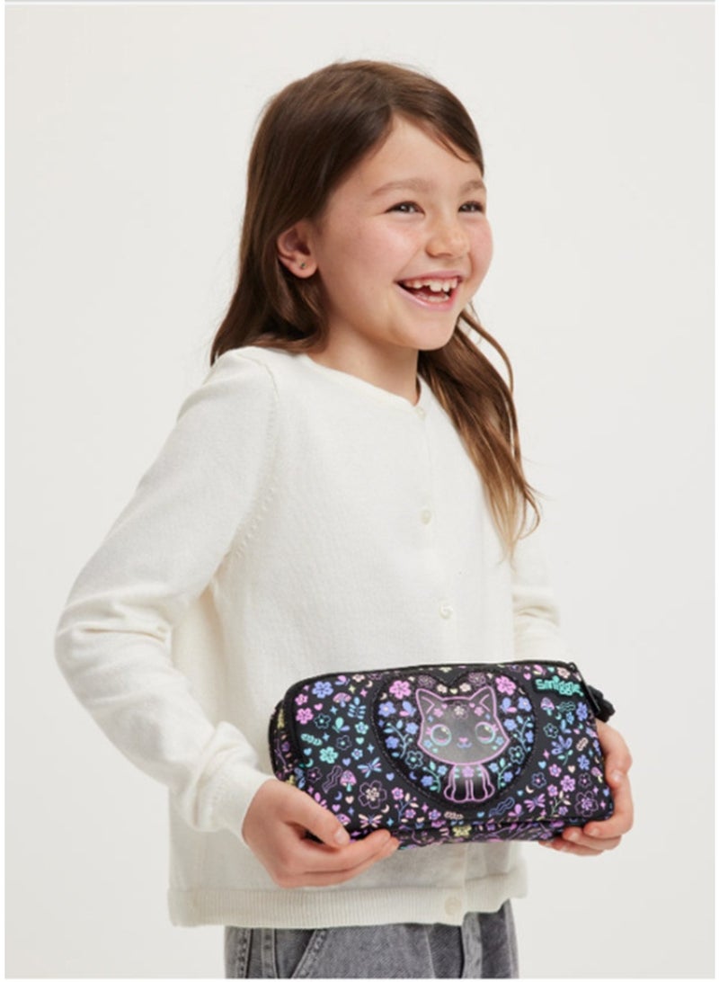 Smiggle Dreamy Floral Cat Large Capacity Double Zipper Pencil Case - Image 5