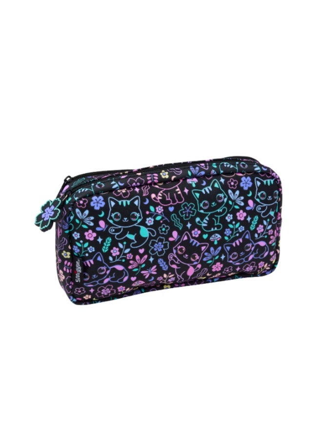Smiggle Dreamy Floral Cat Large Capacity Double Zipper Pencil Case - Image 2