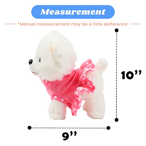 Hopearl Walking Pomeranian Interactive Electronic Pet Dog Toy Remote Control Leash Animated Puppy Nodding Barking Wagging Tail Gifts for Toddlers Birthday White 10 - Image 5