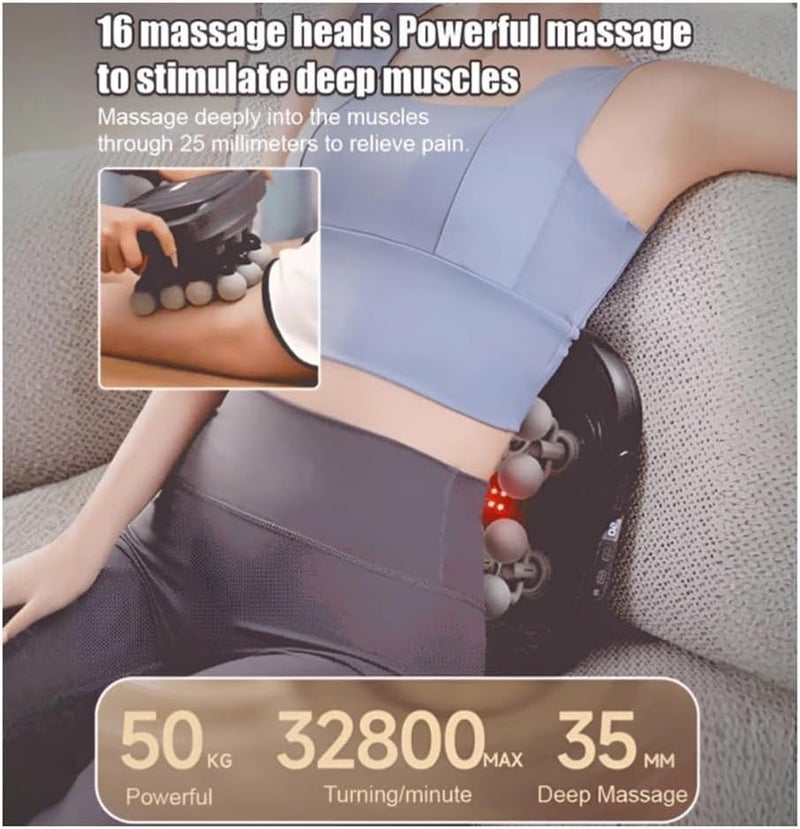 16-Head Fascia Massager for Powerful and Wide-Range Full-Body Massage Noise Reduction Deep Tissue Neck Massage- Set - Image 4