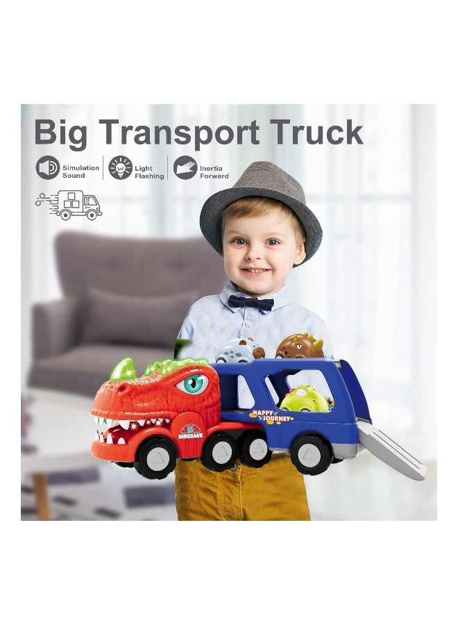 Dinosaur Toy Truck Car Toys for Toddlers, 9 in 1 Carrier Trucks for 3 4 5 6 Years Old Boys and Girls, Friction Power Truck Transport Vehicles with Light and Sound, Toddlers Birthday Gift - Image 2