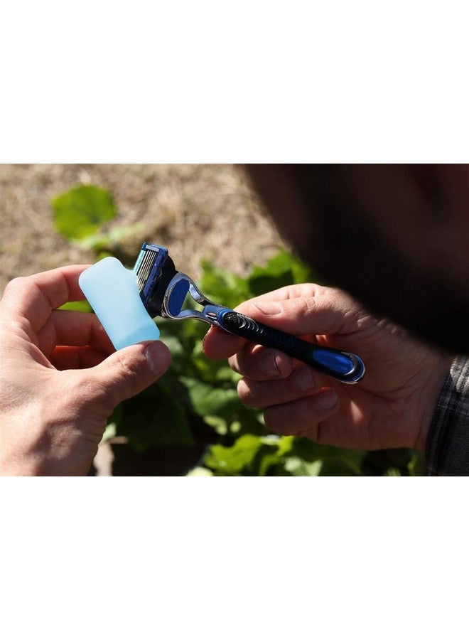 كوغلانز أغطية شفرات حلاقة سيليكون من كوجلان، آمنة للاستخدام في غسالة الأطباق، لون أزرق وشفاف، عبوة من قطعتين - Image 2