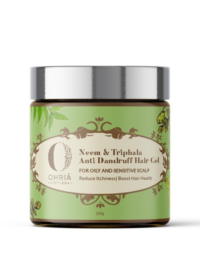 Ohria Ayurveda Neem & Triphala anti-dandruff hair gel for oily, sensitive scalp | lightweight, non-sticky herbal gel | no parabens, sulfates | soothes & purifies | 200gm - Image 1