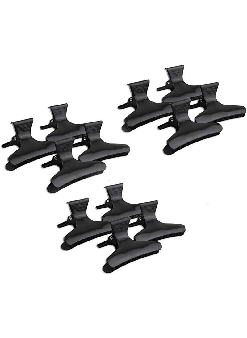 erioctry - erioctry 12 Black Hairdressing Hairdressers Hair Tools Butterfly Hair Clamps Hair Claw Salon Section Clips Clasps Clamps Barrettes - Image 1