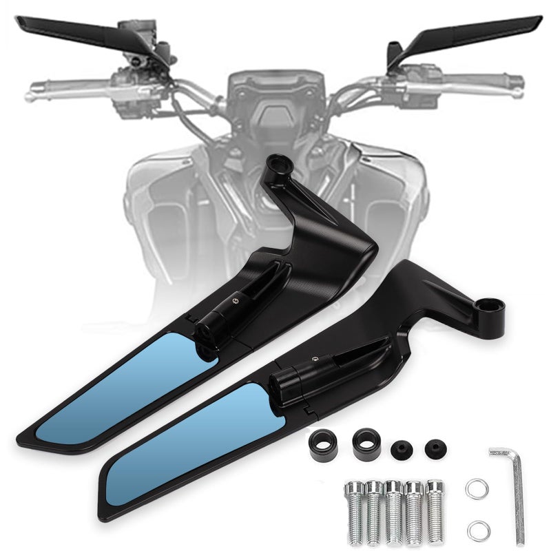 XINGWU Motorcycle Mirrors Antiglare Stealth Mirror Adjustable Rotating Rearview Mirror Wind Wing Side Mirror for Z650 Z900 Z1000 Duke 390 790 1290 MT07 MT09 S1000 Street Bike Mirrors