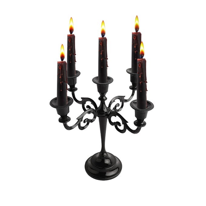 RELY 5 ARM CANDELABRA TAPER CANDLE HOLDERS DECORATIONS INDOOR KITCHEN DCOR TABLE CANDLES CANDLESTICK CANDELABRA CENTERPIECE BLACK GLOSSY