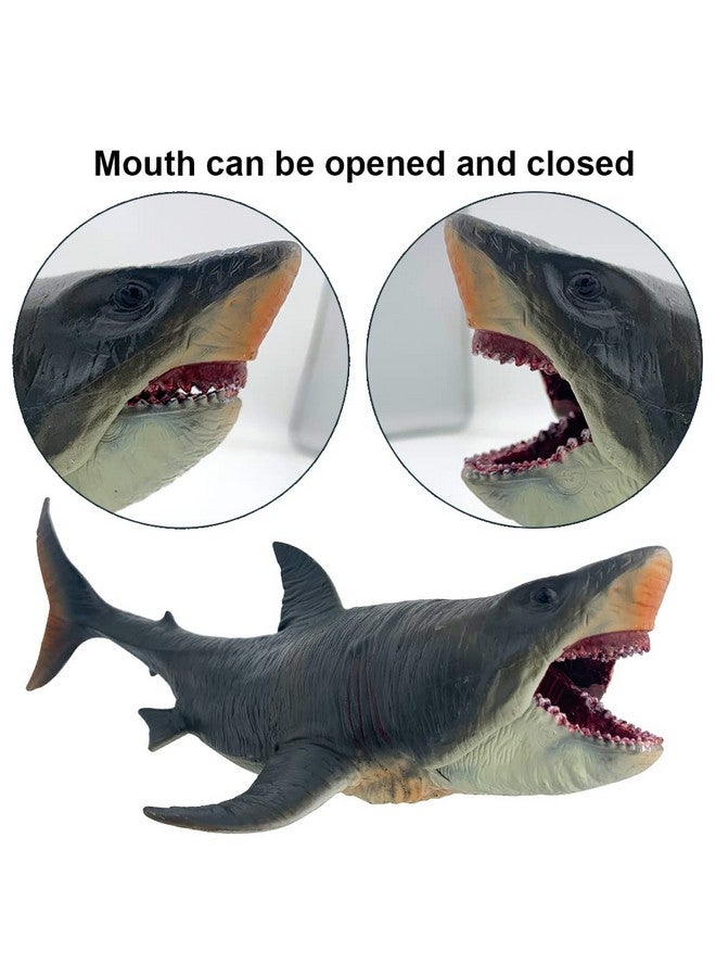 Sienon Large Shark Toys Megalodon 10.6”, Realistic Shark Toy Figures, Megalodon Shark Figurine, Large Deep Sea Creature Plastic Hand-Painted Ocean Animal Model Playset for Bath Toy, Cake Topper, Collection  - Image 2